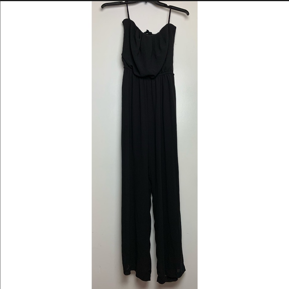 Black strapless sheer jumpsuit